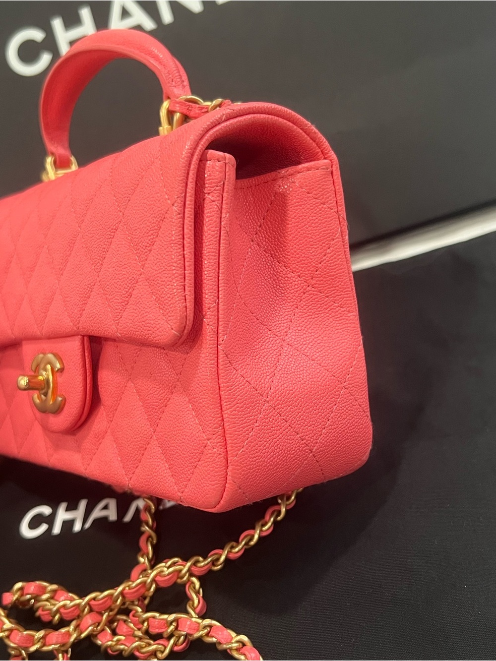 Chanel Classic Caviar Pink Mini rectangular Flap Bag - Picture 7 of 11